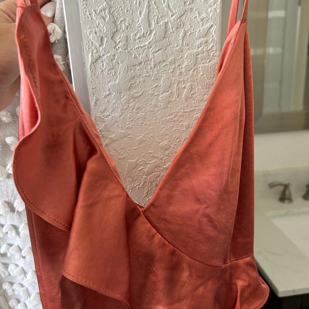 Lulu’s lucky lady terra cotta maxi ruffle dress size M